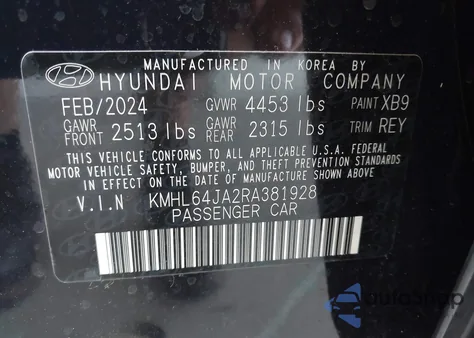 2024 Hyundai Sonata Sel z USA, uszkodzony, nr VIN KMHL64JA2RA381928